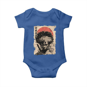 African American Female Samurai Warrior Baby Onesie Japanese Art Black Onna Bugeisha TS11 Royal Blue Print Your Wear