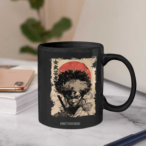 African American Female Samurai Warrior Coffee Mug Japanese Art Black Onna Bugeisha TS11 Print Your Wear