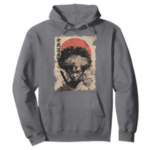 African American Female Samurai Warrior Hoodie Japanese Art Black Onna Bugeisha TS11 Charcoal Print Your Wear