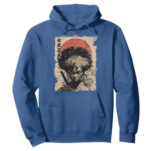 African American Female Samurai Warrior Hoodie Japanese Art Black Onna Bugeisha TS11 Royal Blue Print Your Wear