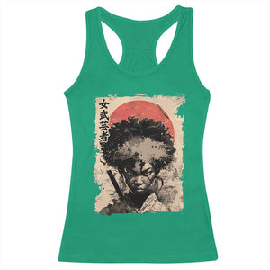 African American Female Samurai Warrior Racerback Tank Top Japanese Art Black Onna Bugeisha TS11 Irish Green Print Your Wear