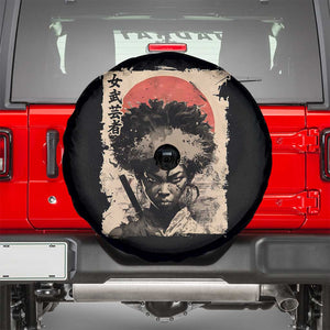 African American Female Samurai Warrior Spare Tire Cover Japanese Art Black Onna Bugeisha TS11 Black Print Your Wear