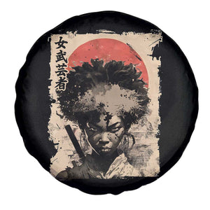 African American Female Samurai Warrior Spare Tire Cover Japanese Art Black Onna Bugeisha TS11 Print Your Wear