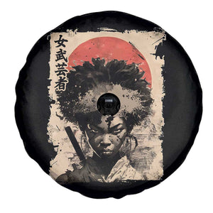 African American Female Samurai Warrior Spare Tire Cover Japanese Art Black Onna Bugeisha TS11 Print Your Wear