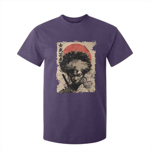 African American Female Samurai Warrior T Shirt For Kid Japanese Art Black Onna Bugeisha TS11 Purple Print Your Wear