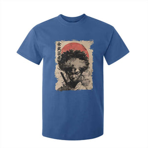 African American Female Samurai Warrior T Shirt For Kid Japanese Art Black Onna Bugeisha TS11 Royal Blue Print Your Wear