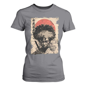 African American Female Samurai Warrior T Shirt For Women Japanese Art Black Onna Bugeisha TS11 Charcoal Print Your Wear