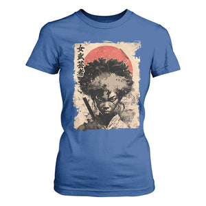 African American Female Samurai Warrior T Shirt For Women Japanese Art Black Onna Bugeisha TS11 Royal Blue Print Your Wear