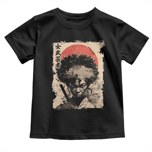 African American Female Samurai Warrior Toddler T Shirt Japanese Art Black Onna Bugeisha TS11 Black Print Your Wear