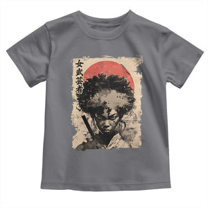 African American Female Samurai Warrior Toddler T Shirt Japanese Art Black Onna Bugeisha TS11 Charcoal Print Your Wear