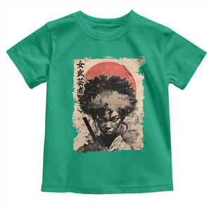 African American Female Samurai Warrior Toddler T Shirt Japanese Art Black Onna Bugeisha TS11 Irish Green Print Your Wear