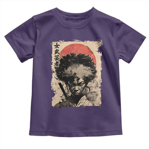 African American Female Samurai Warrior Toddler T Shirt Japanese Art Black Onna Bugeisha TS11 Purple Print Your Wear