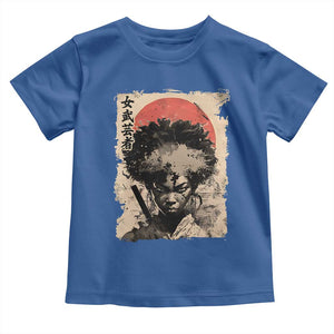 African American Female Samurai Warrior Toddler T Shirt Japanese Art Black Onna Bugeisha TS11 Royal Blue Print Your Wear