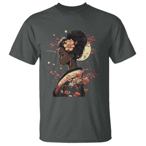 African American Geisha Kimono Blasian Japanese Sakura T Shirt TS11 Dark Heather Print Your Wear