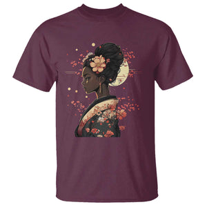 African American Geisha Kimono Blasian Japanese Sakura T Shirt TS11 Maroon Print Your Wear