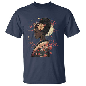 African American Geisha Kimono Blasian Japanese Sakura T Shirt TS11 Navy Print Your Wear