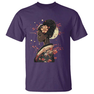 African American Geisha Kimono Blasian Japanese Sakura T Shirt TS11 Purple Print Your Wear