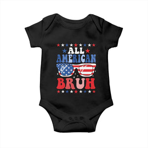 All American Bruh Patriotic 4th Of July Baby Onesie USA Flag Sunglasses Teens Kids TS10 Black Print Your Wear