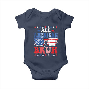 All American Bruh Patriotic 4th Of July Baby Onesie USA Flag Sunglasses Teens Kids TS10 Navy Print Your Wear