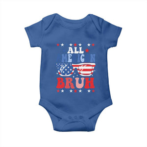 All American Bruh Patriotic 4th Of July Baby Onesie USA Flag Sunglasses Teens Kids TS10 Royal Blue Print Your Wear
