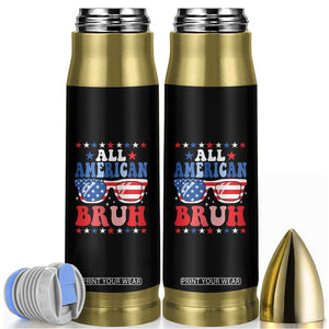All American Bruh Patriotic 4th Of July Bullet Tumbler USA Flag Sunglasses Teens Kids TS10 Black Print Your Wear