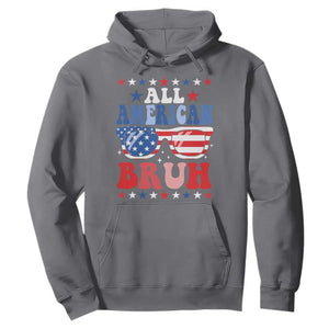 All American Bruh Patriotic 4th Of July Hoodie USA Flag Sunglasses Teens Kids TS10 Charcoal Print Your Wear