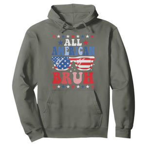 All American Bruh Patriotic 4th Of July Hoodie USA Flag Sunglasses Teens Kids TS10 Military Green Print Your Wear