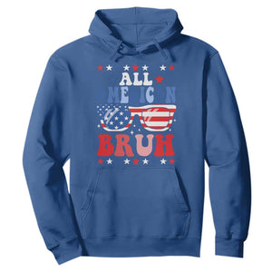 All American Bruh Patriotic 4th Of July Hoodie USA Flag Sunglasses Teens Kids TS10 Royal Blue Print Your Wear