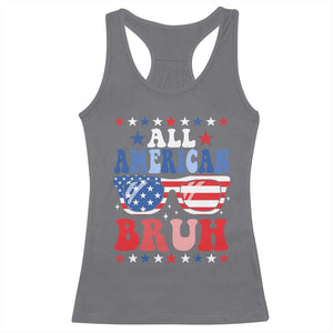 All American Bruh Patriotic 4th Of July Racerback Tank Top USA Flag Sunglasses Teens Kids TS10 Charcoal Print Your Wear