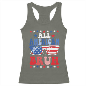 All American Bruh Patriotic 4th Of July Racerback Tank Top USA Flag Sunglasses Teens Kids TS10 Military Green Print Your Wear