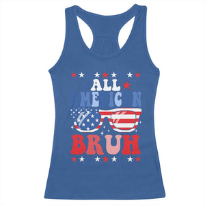 All American Bruh Patriotic 4th Of July Racerback Tank Top USA Flag Sunglasses Teens Kids TS10 Royal Blue Print Your Wear