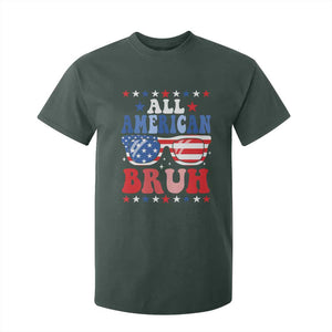 All American Bruh Patriotic 4th Of July T Shirt For Kid USA Flag Sunglasses Teens Kids TS10 Dark Forest Green Print Your Wear