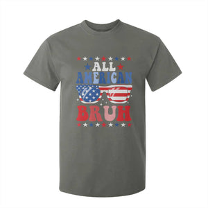 All American Bruh Patriotic 4th Of July T Shirt For Kid USA Flag Sunglasses Teens Kids TS10 Military Green Print Your Wear