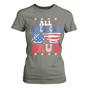 All American Bruh Patriotic 4th Of July T Shirt For Women USA Flag Sunglasses Teens Kids TS10 Military Green Print Your Wear