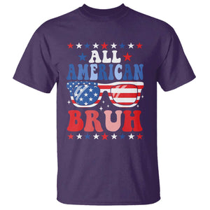 All American Bruh Patriotic 4th Of July T Shirt USA Flag Sunglasses Teens Kids TS10 Purple Print Your Wear
