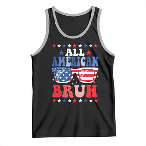 All American Bruh Patriotic 4th Of July Tank Top USA Flag Sunglasses Teens Kids TS10 Black Athletic Heather Print Your Wear