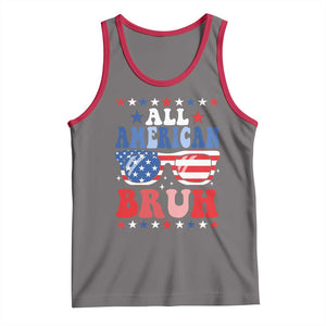 All American Bruh Patriotic 4th Of July Tank Top USA Flag Sunglasses Teens Kids TS10 Deep Heather Red Print Your Wear