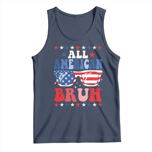 All American Bruh Patriotic 4th Of July Tank Top USA Flag Sunglasses Teens Kids TS10 Navy Print Your Wear