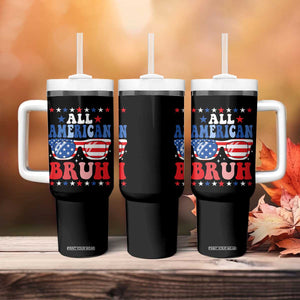 All American Bruh Patriotic 4th Of July Tumbler With Handle USA Flag Sunglasses Teens Kids TS10 Print Your Wear