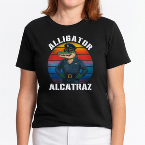Alligator Alcatraz Florida T Shirt Funny Gator Cop Political Humor Retro Sunset TS02 Print Your Wear
