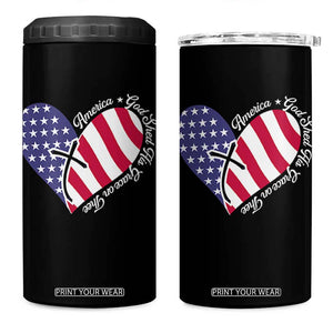 America God Shed His Grace on Thee 4th of July 4 in 1 Can Cooler Tumbler Patriotic American Flag Cross TS10 One Size: 16 oz Black Print Your Wear