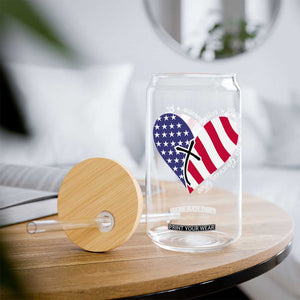 America God Shed His Grace on Thee 4th of July Glass Can Patriotic American Flag Cross TS10 Print Your Wear