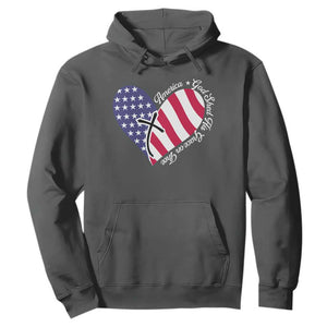 America God Shed His Grace on Thee 4th of July Hoodie Patriotic American Flag Cross TS10 Dark Heather Print Your Wear