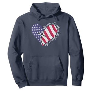 America God Shed His Grace on Thee 4th of July Hoodie Patriotic American Flag Cross TS10 Navy Print Your Wear