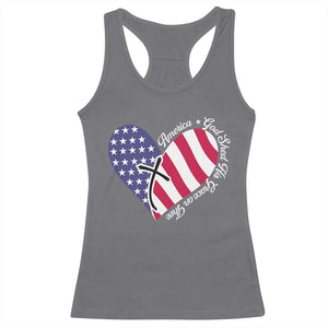 America God Shed His Grace on Thee 4th of July Racerback Tank Top Patriotic American Flag Cross TS10 Charcoal Print Your Wear