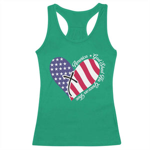 America God Shed His Grace on Thee 4th of July Racerback Tank Top Patriotic American Flag Cross TS10 Irish Green Print Your Wear