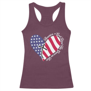 America God Shed His Grace on Thee 4th of July Racerback Tank Top Patriotic American Flag Cross TS10 Maroon Print Your Wear