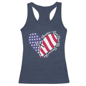 America God Shed His Grace on Thee 4th of July Racerback Tank Top Patriotic American Flag Cross TS10 Navy Print Your Wear