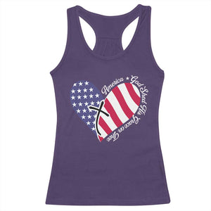 America God Shed His Grace on Thee 4th of July Racerback Tank Top Patriotic American Flag Cross TS10 Purple Print Your Wear
