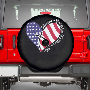 America God Shed His Grace on Thee 4th of July Spare Tire Cover Patriotic American Flag Cross TS10 Black Print Your Wear